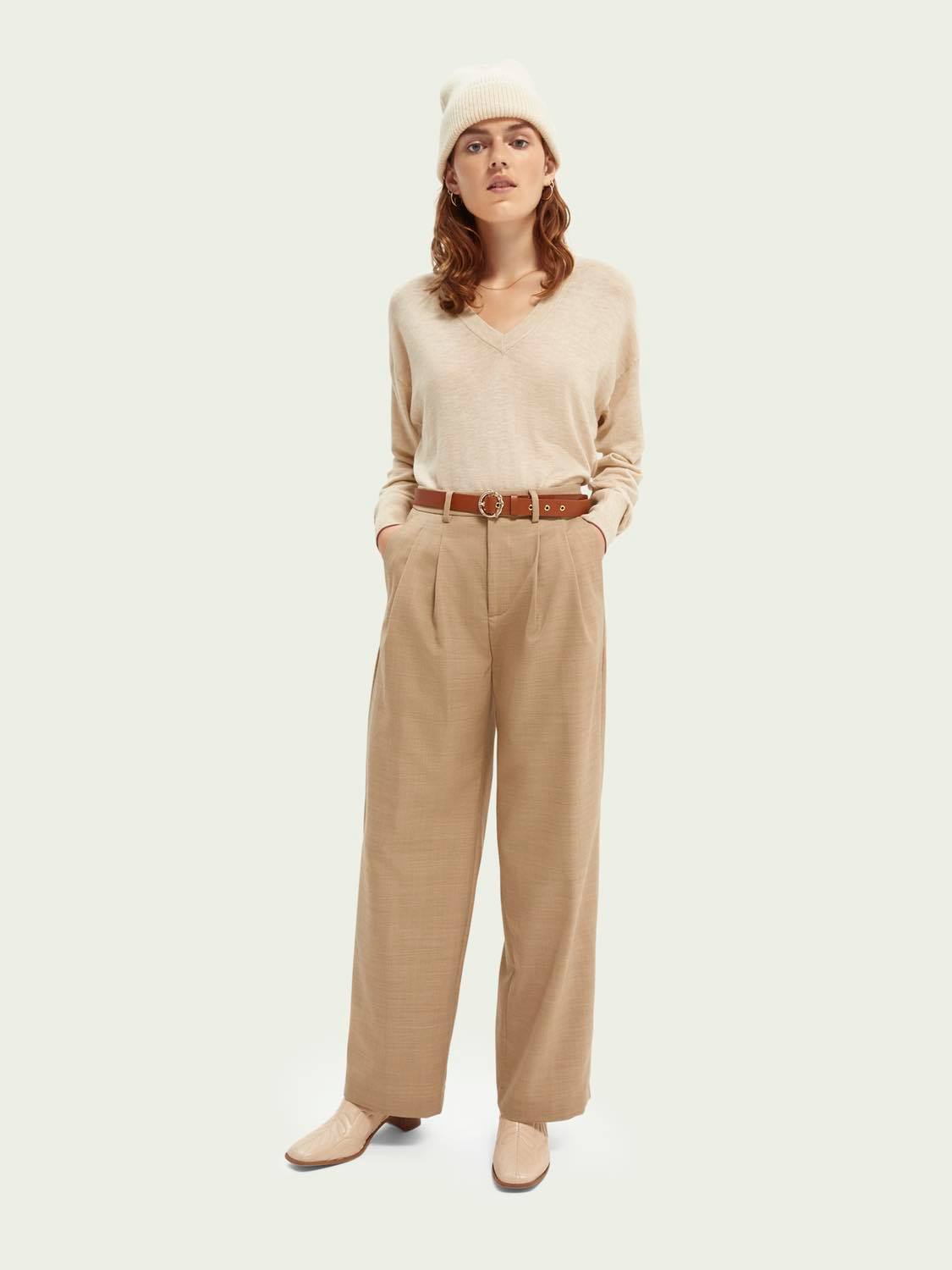 Pantalon pinzas Maison Scotch Camel de Mujer - Serie B