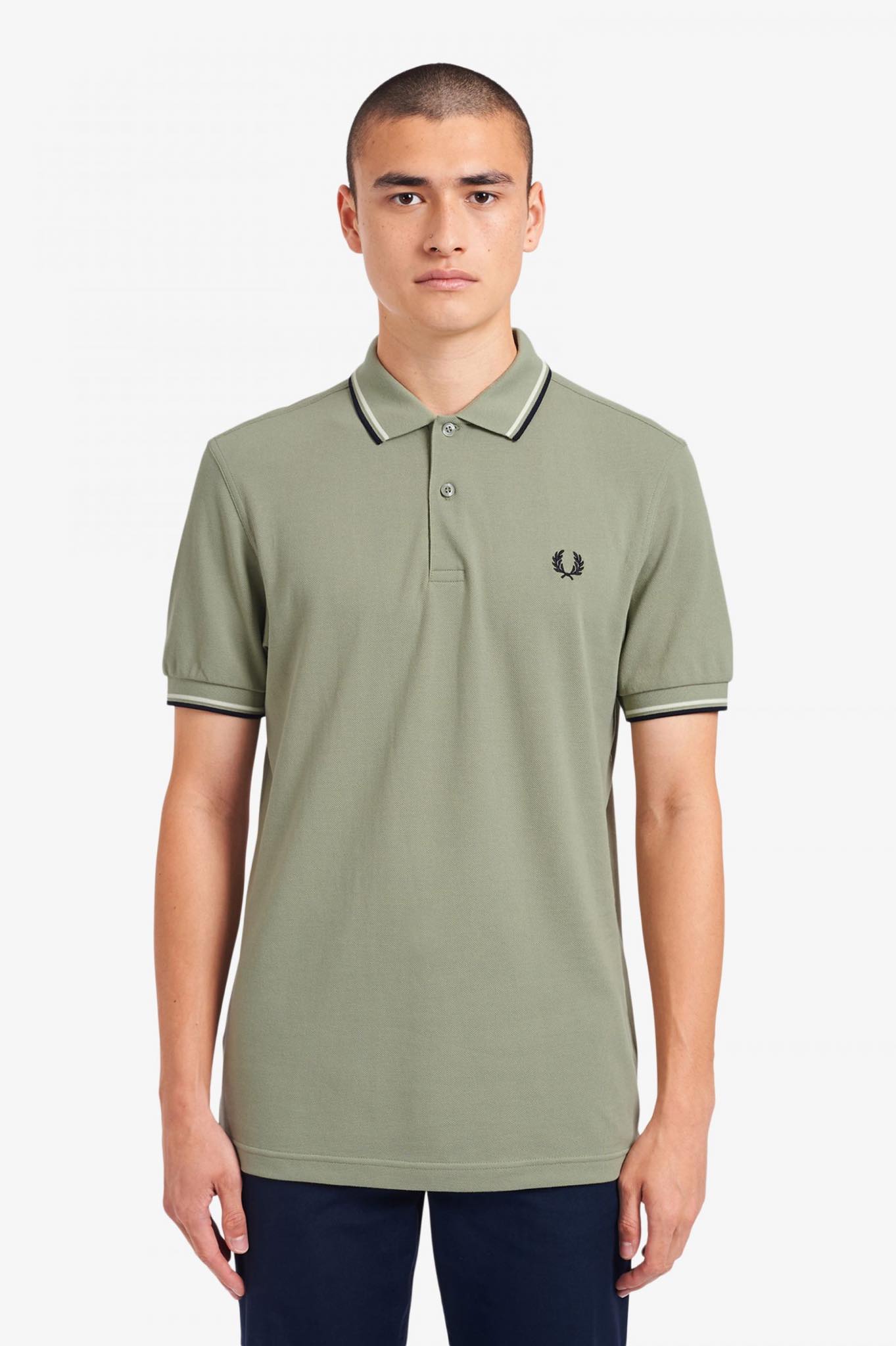 Polo Fred Perry en Verde Militar Hombre - serie B