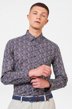 Winter Floral print shirt plum