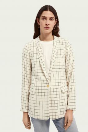 Americana de cuadros Maison Scoth Mujer en modelo parte delantera