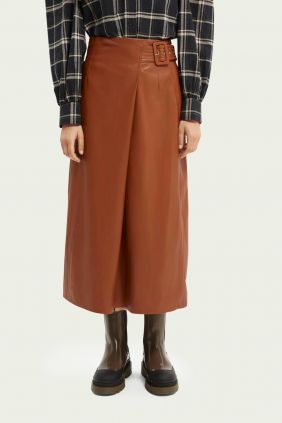 Comprar online Falda piel sintética Maison Scotch Marrón
