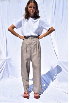 Comprar online Pantalón Lorraine Mbym Tiro alto Pierna ancha Mujer