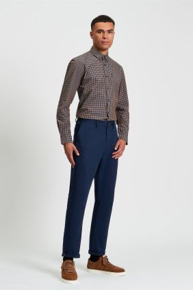 Camisa Ben Sherman de algodón Regular Fit con estampado gingham, color bronce