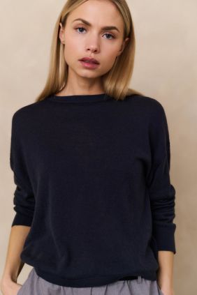 Jersey Textura Cuello Redondo Inkwell Blue