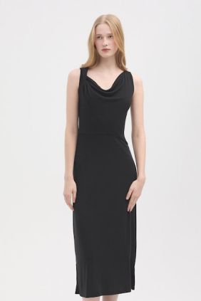 Vestido tirante nudo drapeado
