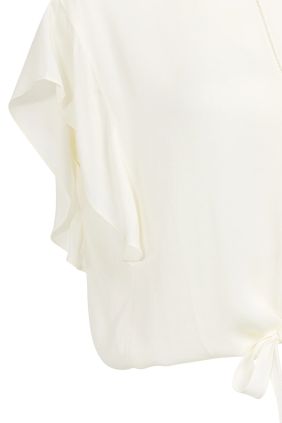 Camiseta Fluida Detalle Nudo Ivory White