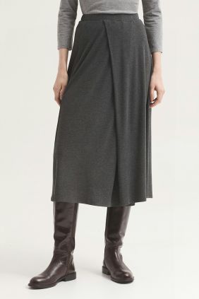 Falda Larga Melange con pliegue Gris