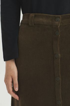  Falda larga micropana elástica verde Khaki