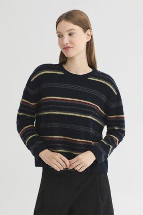 Jersey cuello redondo multirayas
