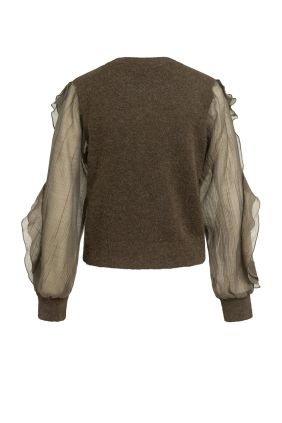 Jersey  con mangas de volantes marrón