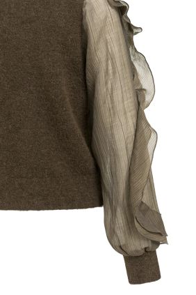 Jersey  con mangas de volantes marrón