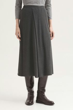 Falda Larga Melange con pliegue Gris