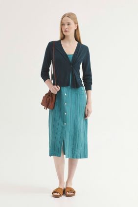 Vestido Tencel sobretintado rayas Turquesa