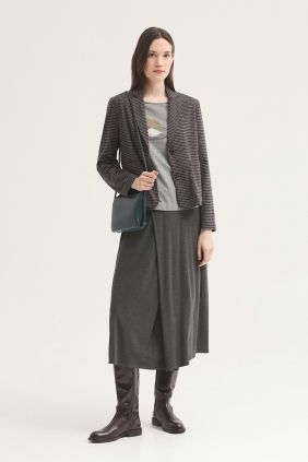 Falda Larga Melange con pliegue Gris