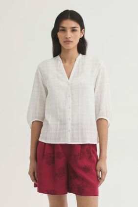 Camisa de Jaquard Blanco
