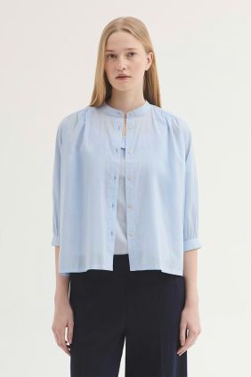 camisa mao voile azul