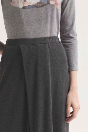 Falda Larga Melange con pliegue Gris