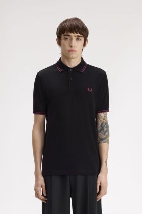 Polo M3600 Negro/Ciruela/Ciruela