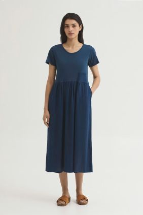 Vestido Bimateria Azul