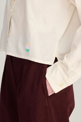 Camisa popelin cuello encaje