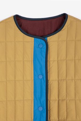 Cazadora reversible acolchada con bloque de color