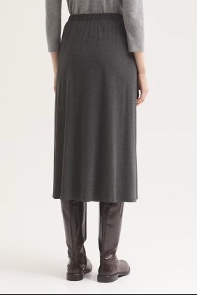 Falda Larga Melange con pliegue Gris