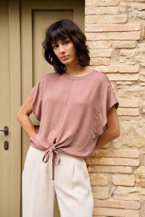 Camiseta fluida detalle Nudos Burlwood Pink