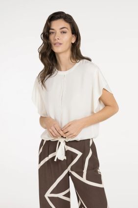 Camiseta Fluida Detalle Nudo Ivory White