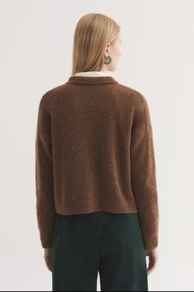 Chaqueta Polo Botones Marrón