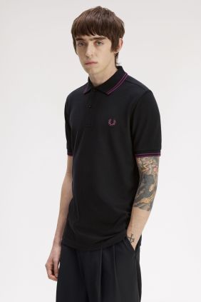 Polo M3600 Negro/Ciruela/Ciruela