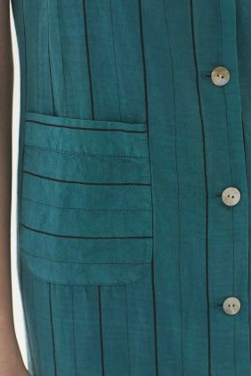 Vestido Tencel sobretintado rayas Turquesa