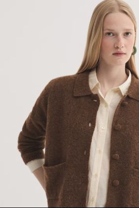 Chaqueta Polo Botones Marrón
