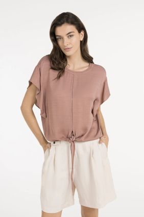 Camiseta fluida detalle Nudos Burlwood Pink
