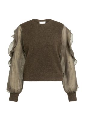 Jersey  con mangas de volantes marrón