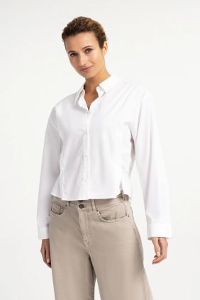 Blusa popelin manga larga con cintura ajustable
