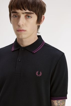 Polo M3600 Negro/Ciruela/Ciruela