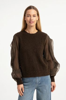 Jersey  con mangas de volantes marrón