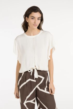 Camiseta Fluida Detalle Nudo Ivory White