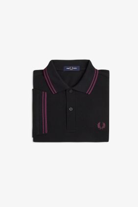 Polo M3600 Negro/Ciruela/Ciruela