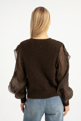 Jersey  con mangas de volantes marrón