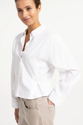 Blusa popelin manga larga con cintura ajustable