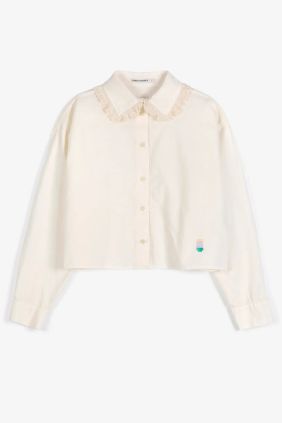 Camisa popelin cuello encaje