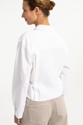 Blusa popelin manga larga con cintura ajustable