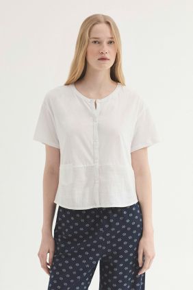 Camisa Bimateria Blanco