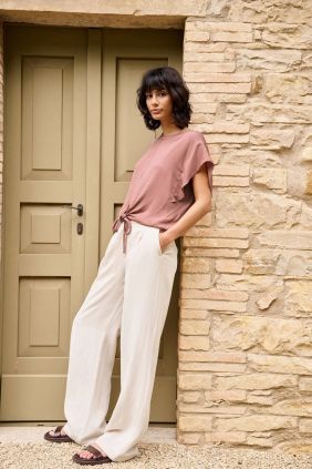 Camiseta fluida detalle Nudos Burlwood Pink