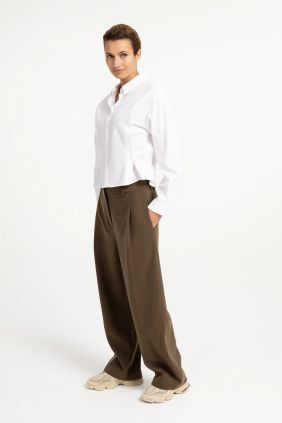 Blusa popelin manga larga con cintura ajustable