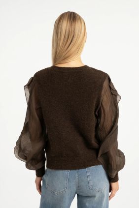 Jersey  con mangas de volantes marrón