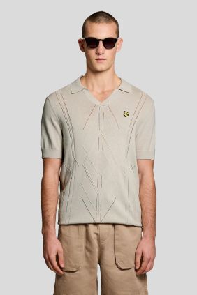 Polo de punto Argyle de cuello abierto