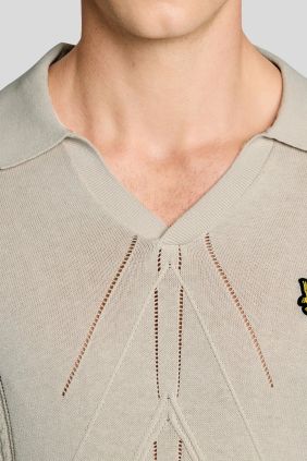 Polo de punto Argyle de cuello abierto